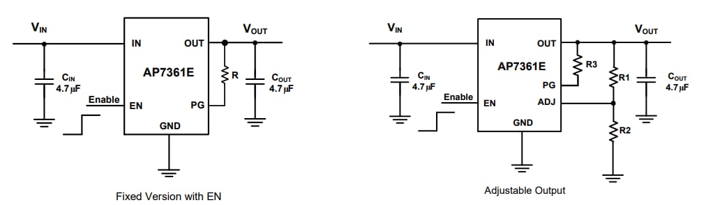 Application Circuit Diagram - Diodes Incorporated AP7361E Low Dropout Regulator